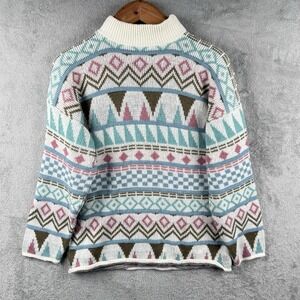 Croquet Club Vintage 90s Geometric‎ Pullover Sweater Womens M Made in USA Knit